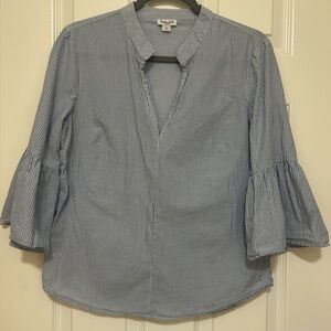 Splendid Pinstripe Blouse with Flared Sleeves